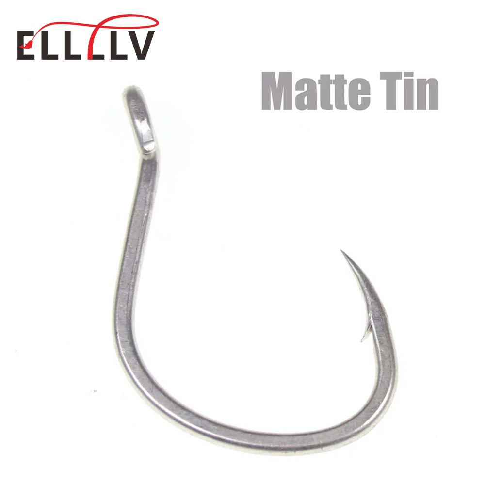 Fishing Hook Barbless - 高炭素鋼の釣り針,塩水釣り,マット,錫,錆びない,とげのある,ルアーのジギングを支援する,1 #1/0 2/0 3/0 4/0 5/0個