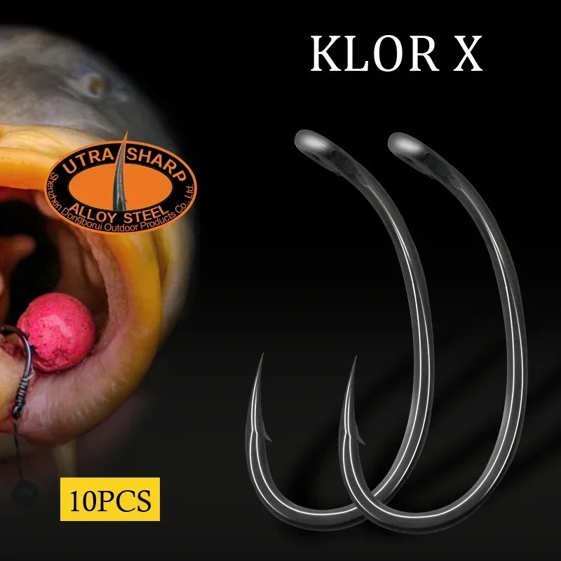 Fishing Hook Barbless - カープフィッシングフック,カープフック,ロングカーブ,マイクロスパイク,ピークポイント,ループヘア,サイズ2,4,6,8,10個