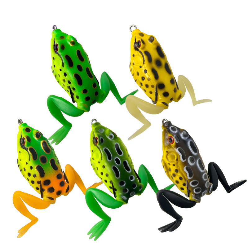 Fishing Hook Weedless - 高性能カエルルアートップウォーターソフトベイトシリコンリアルなデザインダブルフックタックルプロのスネークヘッド用