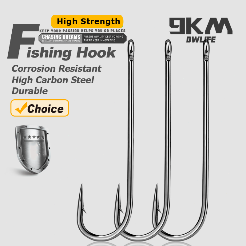 Fishing Hook Barbless - 9KMアバーデンフック ロングシャンク釣り針 生餌用 軽量ワイヤーワームフック クラッピー、パンフィッシュ、淡水釣り用