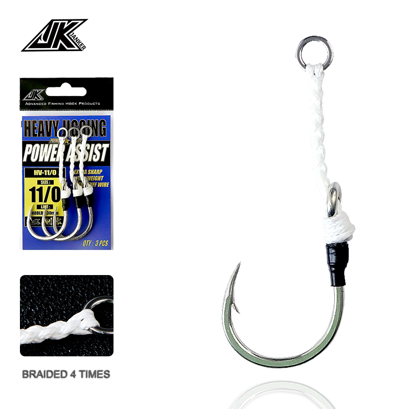 Fishing Hook Assortment - JK HVヘビーアシスト海釣り4倍強度ジグフック32ストランドPEライン装備 大物釣り用マスタッド釣り道具
