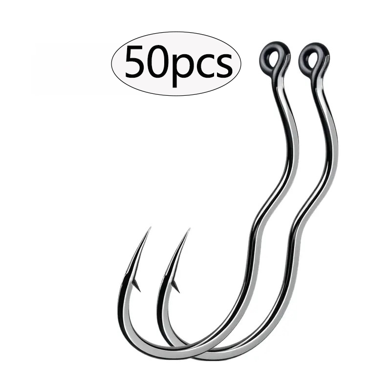 Fishing Hook Circle - 50 個の耐久性のある自動フリップ高炭素鋼釣り針、目付き滑り止め釣り針、鋭い有刺鉄線釣り具アクセサリー
