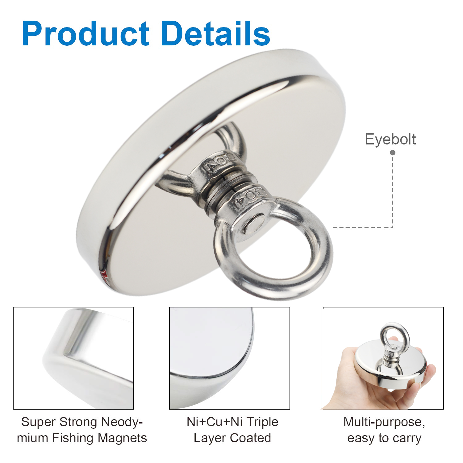 D90 プル最大 350 キロ超強力ネオジム釣りマグネットフ - Fishing Hook Stainless Steel のレビューと価格