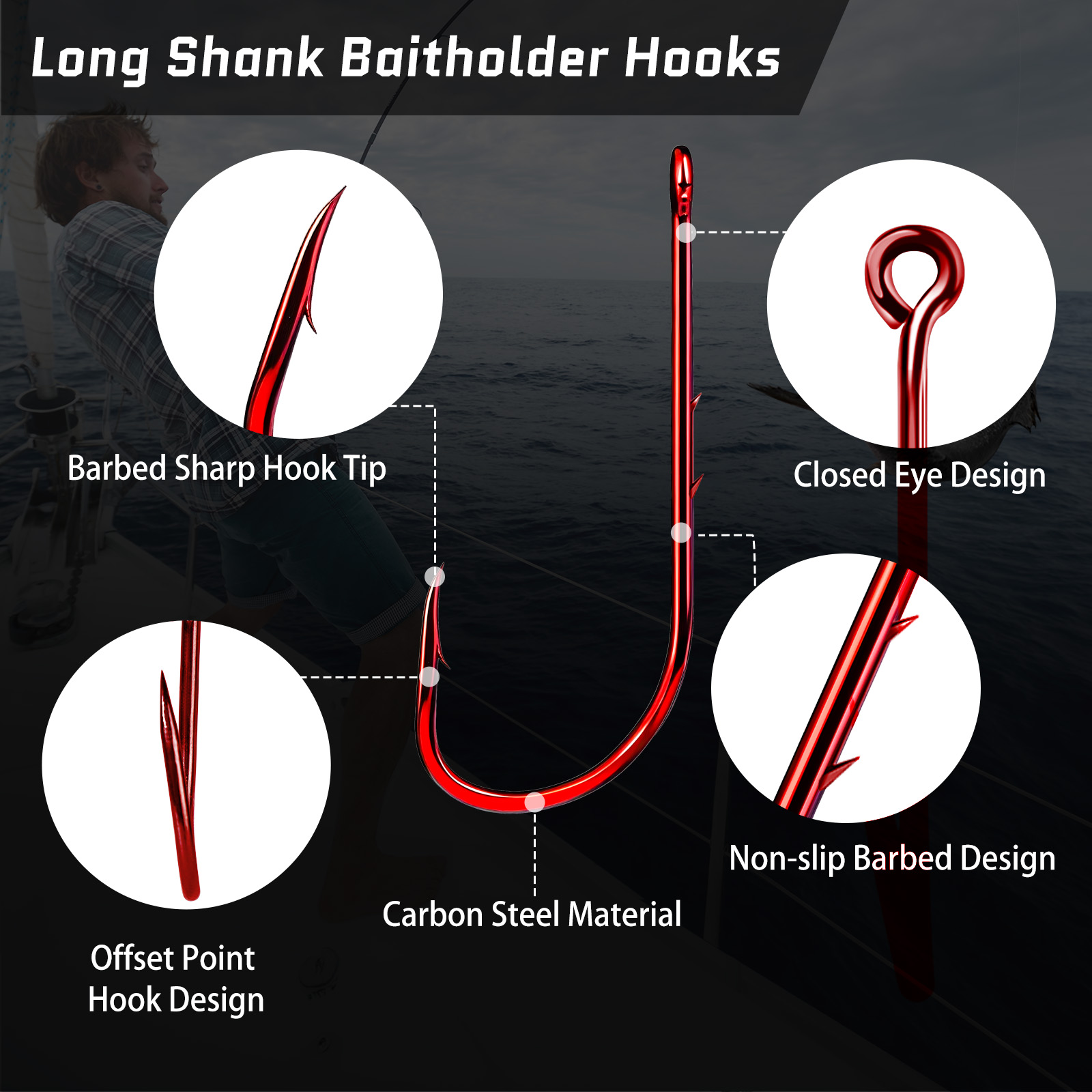 9KM ベイトホルダー 釣りフック ロングシャンク レッドワ - Fishing Hook Circle のレビューと価格