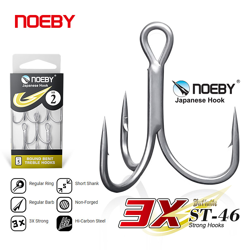 ノエビー高炭素鋼釣り針、丸型ベント、トリプルフック、釣り道具 - Fishing Hook Barbless のレビューと価格