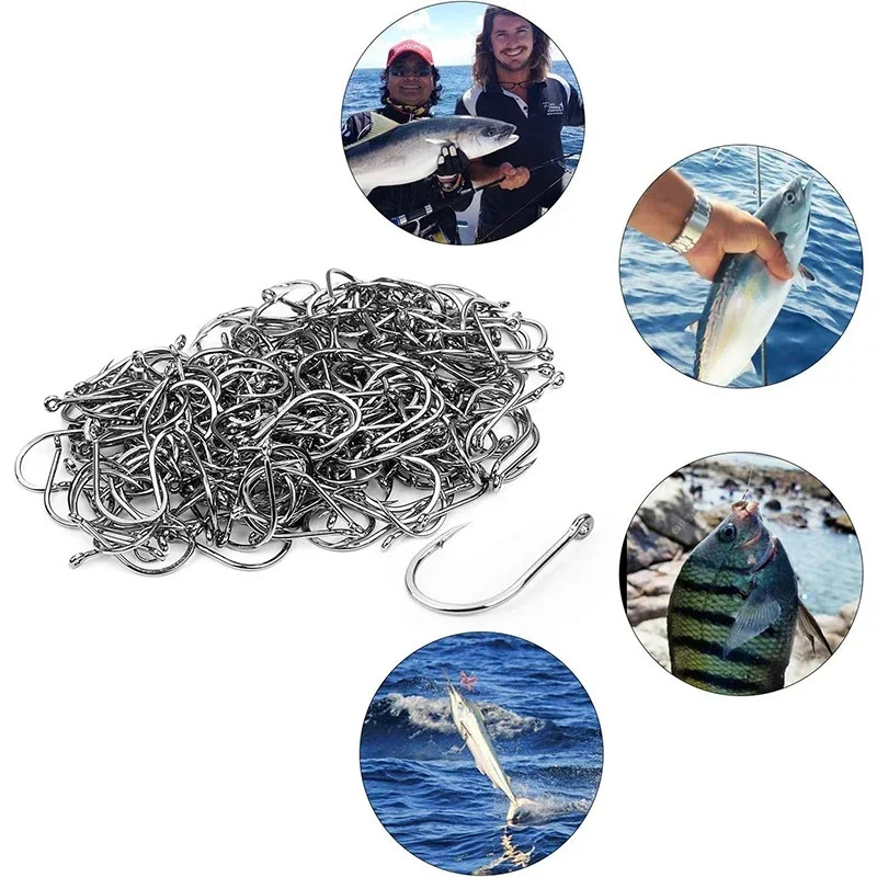 50-1600 個/箱釣り針炭素鋼強力な鋭いシルバーサークル - Fishing Hook Circle のレビューと価格
