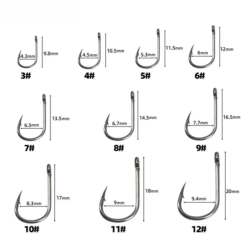 50-1600 個/箱釣り針炭素鋼強力な鋭いシルバーサークル - Fishing Hook Circle のレビューと価格
