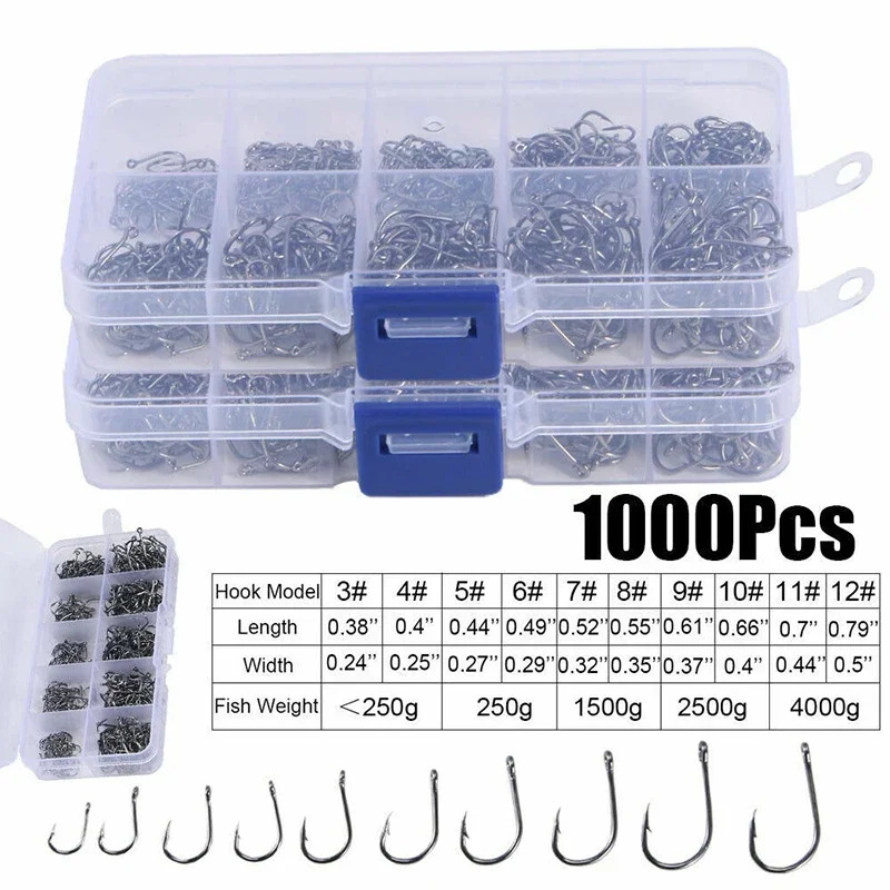 50-1600 個/箱釣り針炭素鋼強力な鋭いシルバーサークル - Fishing Hook Circle のレビューと価格