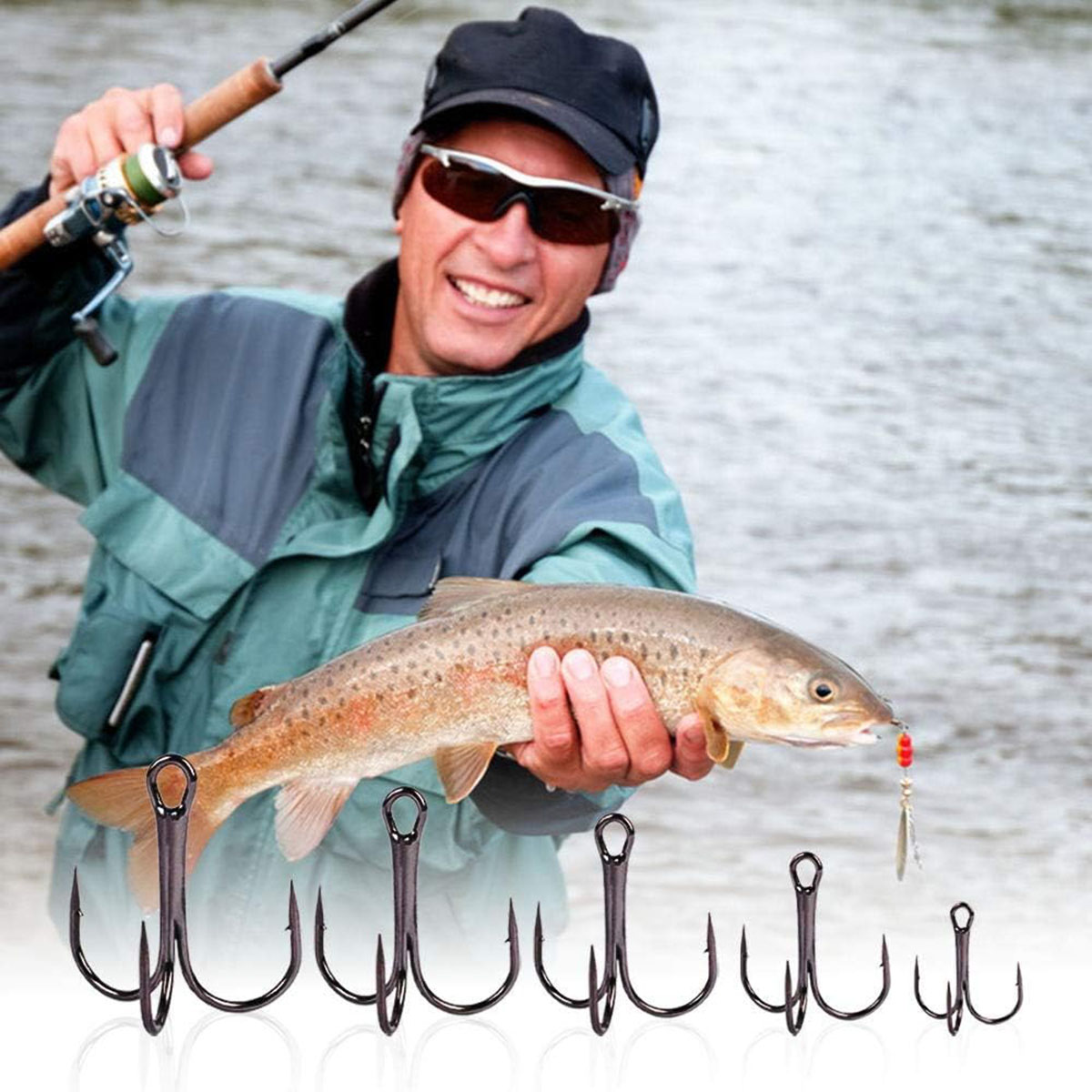 50/100個入り/箱 釣り用トレブルフックキット 高炭素鋼 - Fishing Hook Circle のレビューと価格
