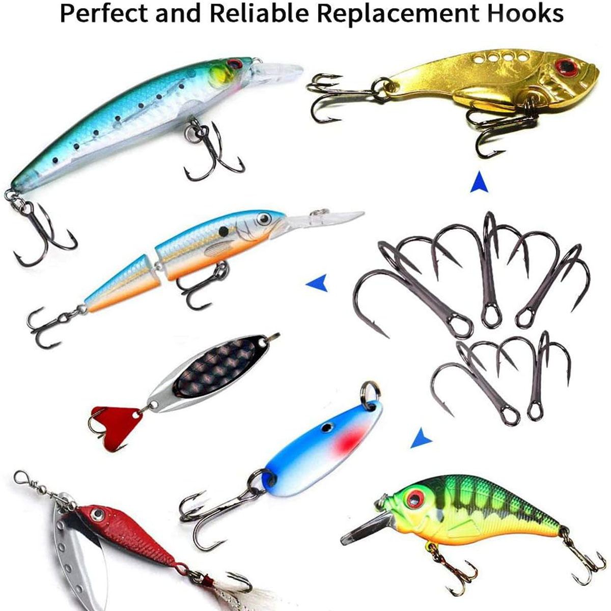 50/100個入り/箱 釣り用トレブルフックキット 高炭素鋼 - Fishing Hook Circle のレビューと価格