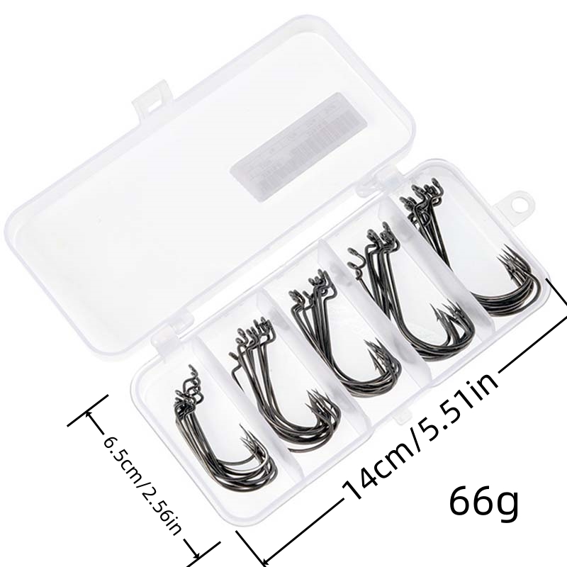 50個入り/箱 高炭素鋼製釣り針 オフセットワイドギャップバ - Fishing Hook Box のレビューと価格
