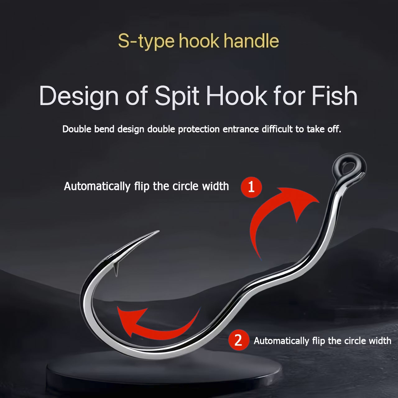 50 個の耐久性のある自動フリップ高炭素鋼釣り針、目付き滑り - Fishing Hook Circle のレビューと価格