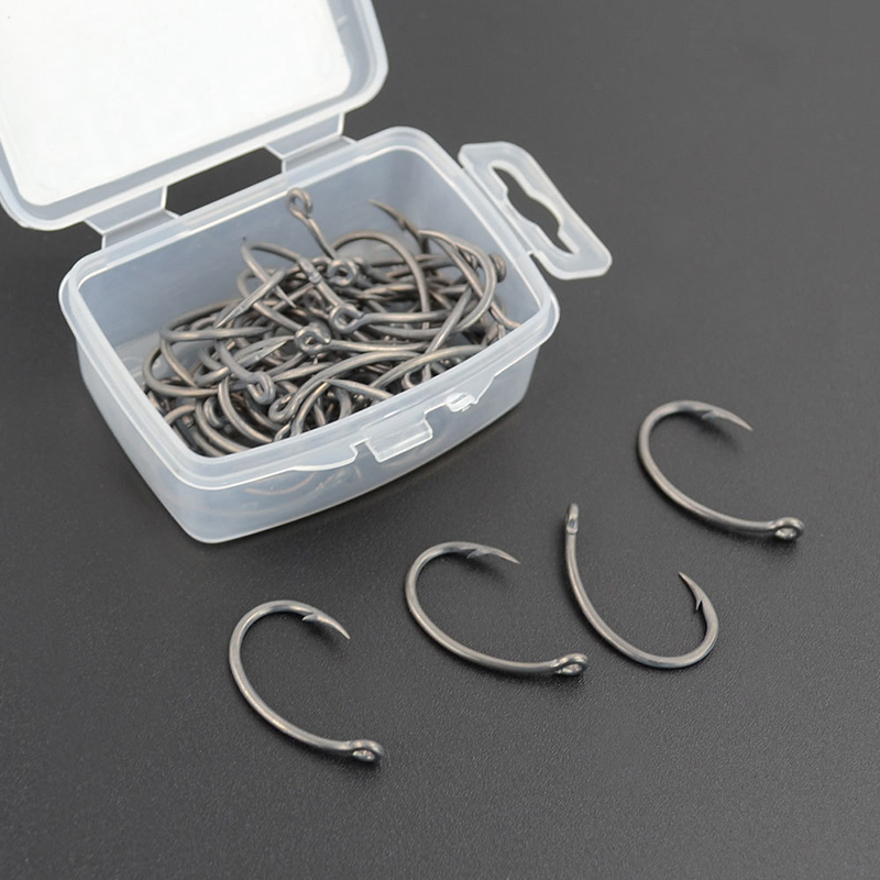 新しいヒリシ50個入り箱入りフック、バーブ付きマルチタイプフ - Fishing Hook Box のレビューと価格