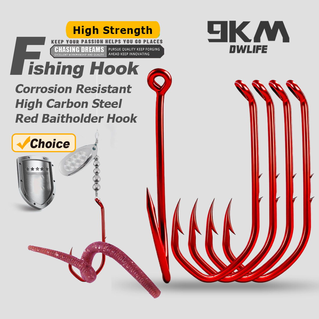 9KM ベイトホルダーフック 50-100個入り レッドフィ - Fishing Hook Circle のレビューと価格