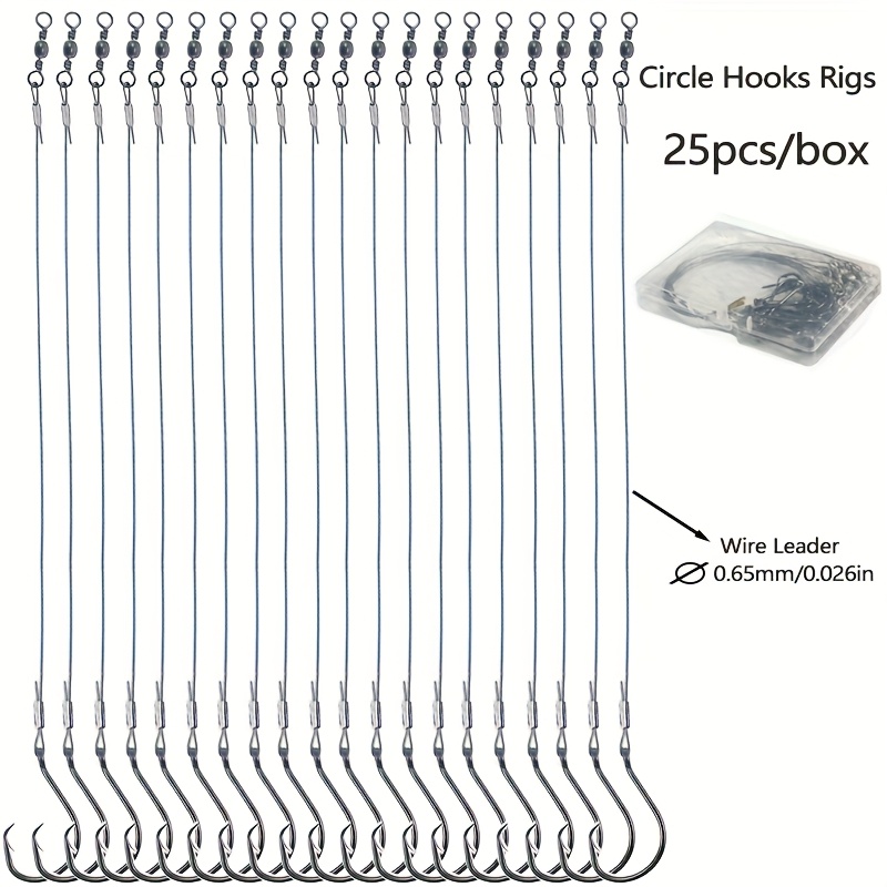 25個入りヘビーデューティーサークルフックリグ、スチールリー - Fishing Hook Circle のレビューと価格